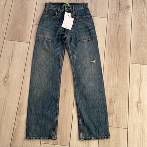 Free People Sandrine Rose straight legged jeans with buckles size 27